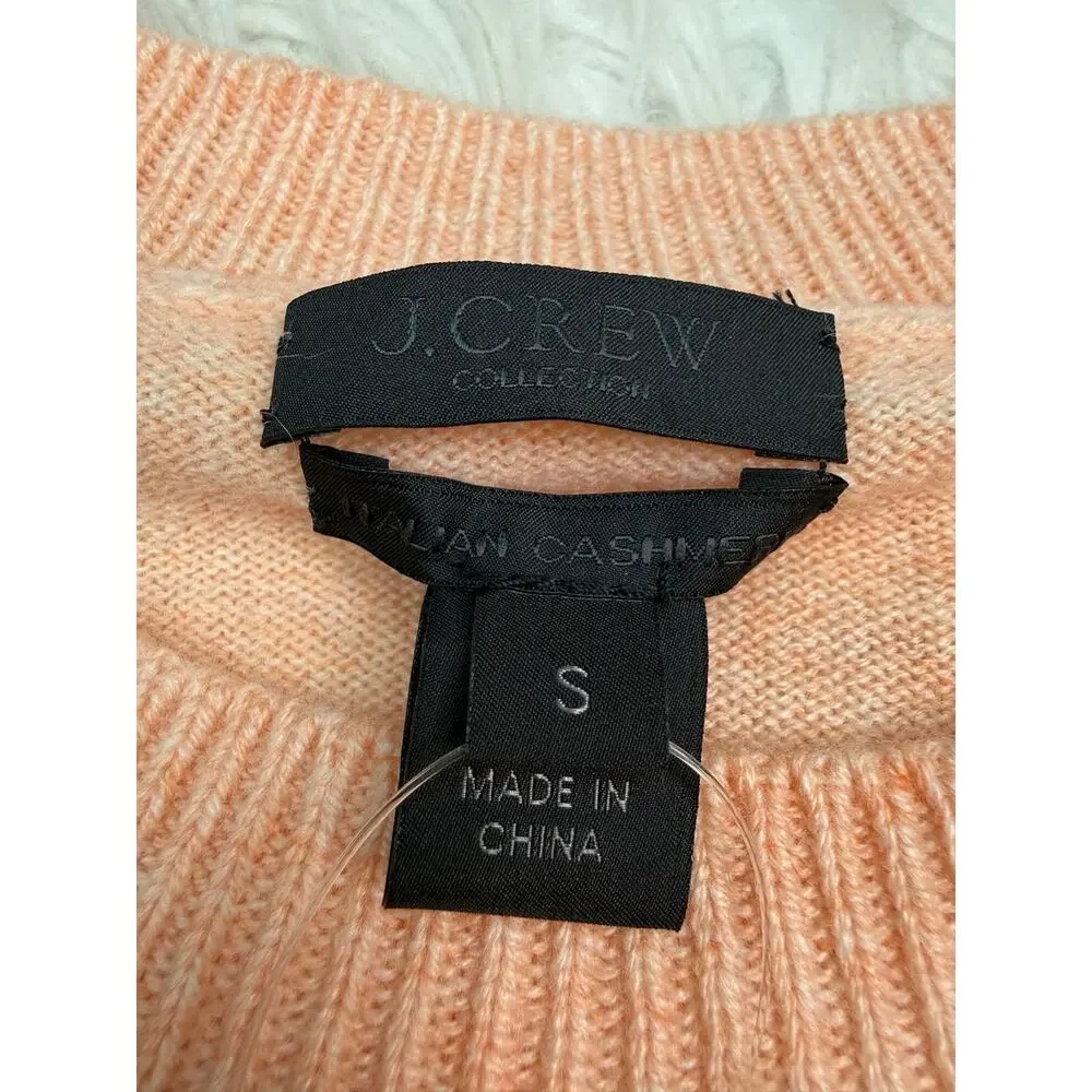 J. Crew Collection 100% Cashmere Boyfriend Crew Neck Sweater Peach Citron S NWT